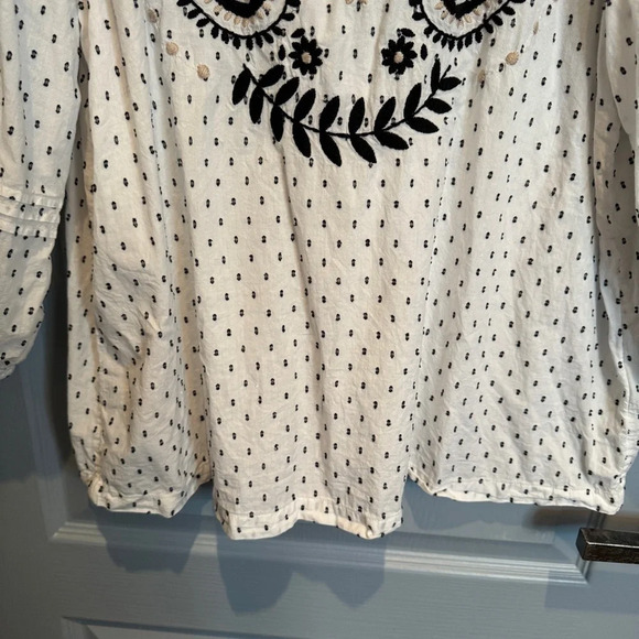 Fat Face Imogen Embroidered Blouse Size Large Peasant Boho Hippie Balloon Sleeve - Picture 6 of 16